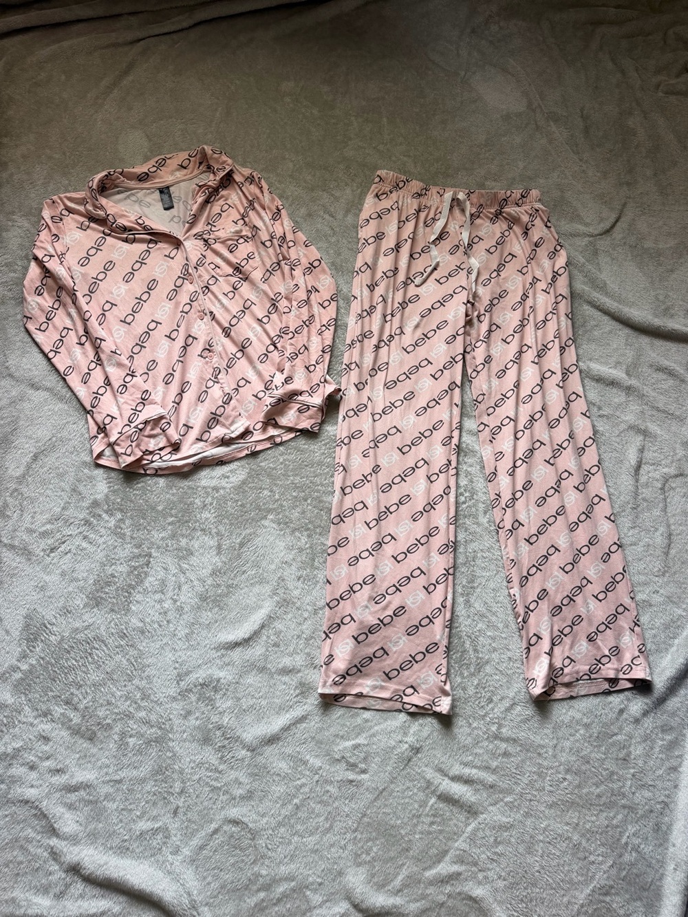 bebe Pink Logo Pajama Set with Drawstring Pants